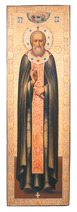 Икона преподобного Сергия Радонежского с крышки раки его мощей, находящаяся в Покровском храме Высоцкого монастыря